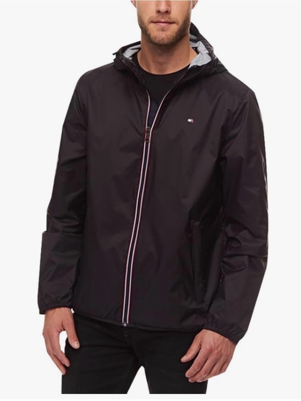 Tommy Hilfiger Men's Lightweight Active Water Resistant Hooded Rain Jacket - XXL